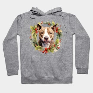 Christmas Pitbull Dog Wreath Hoodie